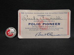 Polio Pioneer Card and Pin by Normadeane Armstrong Ph.D, A.N.P.